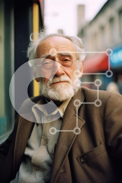 Intra Συλλεκτικό Ξύλινο Παζλ Plywood  4mm - Ηλικιωμένος άνδρας σε αστικό περιβάλλον Σε Ξύλινο Κουτί - Διαστάσεις Puzzle: 10x10 cm – 25 κομμάτια