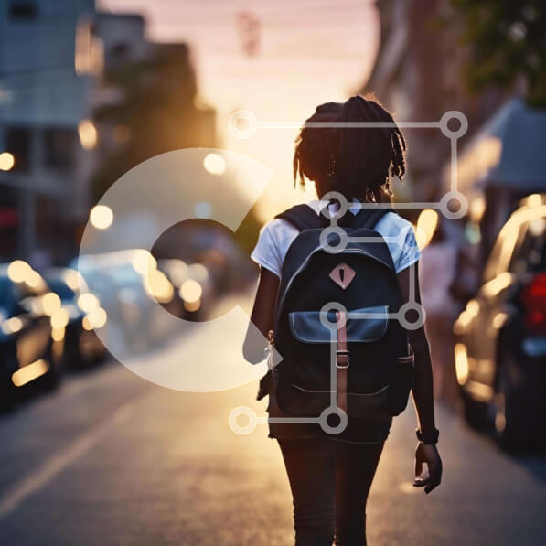 Intra Συλλεκτικό Ξύλινο Παζλ Plywood  4mm - Νεαρή γυναίκα που περπατά με το σακίδιο πλάτης Σε Ξύλινο Κουτί - Διαστάσεις Puzzle: 10x10 cm – 25 κομμάτια