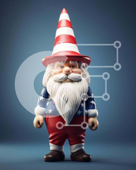 Intra Συλλεκτικό Ξύλινο Παζλ Plywood  4mm - Πατριωτικό παιχνίδι Gnome με πουκάμισο και καπέλο με αμερικανική σημαία Σε Ξύλινο Κουτί - Διαστάσεις Puzzle: 10x10 cm – 25 κομμάτια