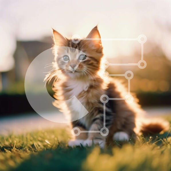 Intra Συλλεκτικό Ξύλινο Παζλ Plywood  4mm - Αξιολάτρευτο καφέ και λευκό γατάκι που κάθεται στο γρασίδι Σε Ξύλινο Κουτί - Διαστάσεις: 10x10 cm – 25 κομμάτια