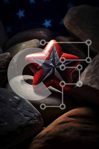 Intra Συλλεκτικό Ξύλινο Παζλ Plywood  4mm - Βράχος σε σχήμα αστεριού σε βράχους με αμερικανική σημαία και αστέρια Σε Ξύλινο Κουτί - Διαστάσεις: 10x10 cm – 25 κομμάτια