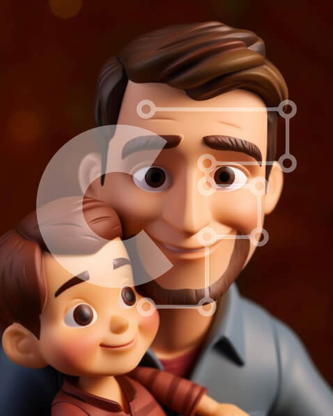 Intra Συλλεκτικό Ξύλινο Παζλ Plywood  4mm - Παιχνίδι άνθρωπος και γιος αγκαλιά με κόκκινο φόντο Σε Ξύλινο Κουτί - Διαστάσεις Puzzle: 10x10 cm – 25 κομμάτια