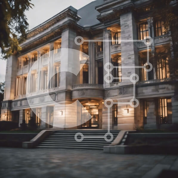 Intra Συλλεκτικό Ξύλινο Παζλ Plywood  4mm - Μεγάλο πέτρινο κτίριο που φωτίζεται τη νύχτα Σε Ξύλινο Κουτί - Διαστάσεις Puzzle: 10x10 cm – 25 κομμάτια