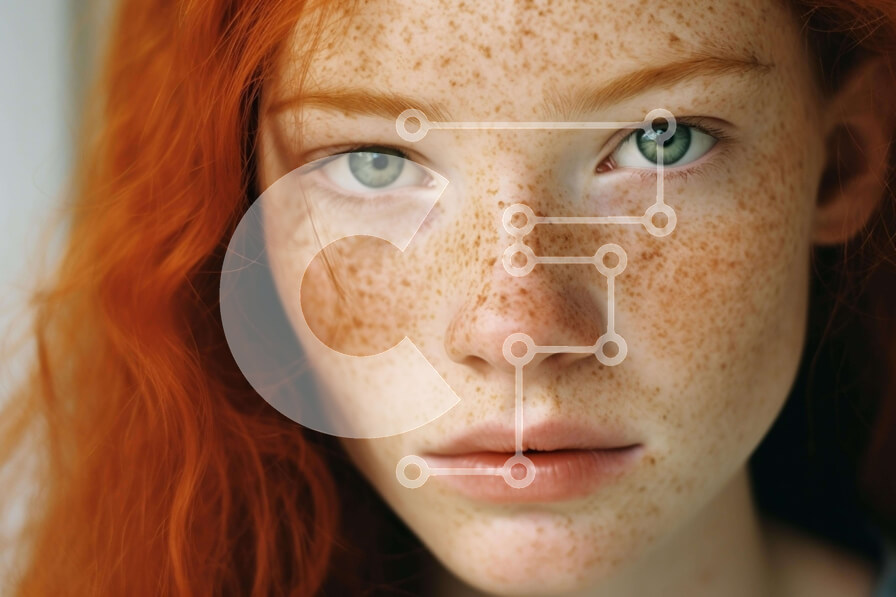 Intra Συλλεκτικό Ξύλινο Παζλ Plywood  4mm - Close-up πορτρέτο νεαρής γυναίκας με κόκκινα μαλλιά και φακίδες Σε Ξύλινο Κουτί - Διαστάσεις Puzzle: 10x10 cm – 25 κομμάτια