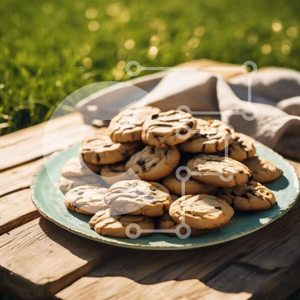 Σετ των 2 Intra Συλλεκτικό Ξύλινο Παζλ Plywood  4mm - Πιάτο με μπισκότα σε εξωτερικό ξύλινο τραπέζι Σε Ξύλινο Κουτί - Διαστάσεις: 10x10 cm – 25 κομμάτια