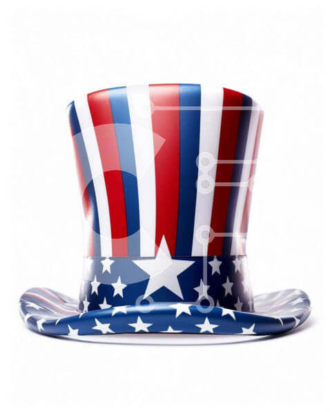 Intra Συλλεκτικό Ξύλινο Παζλ Plywood  4mm - Πατριωτικό καπέλο με σχέδιο αμερικανικής σημαίας και αστέρια Σε Ξύλινο Κουτί - Διαστάσεις Puzzle: 10x10 cm – 25 κομμάτια