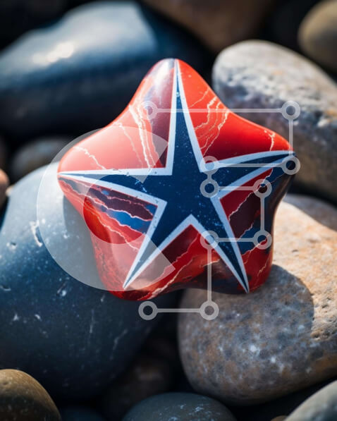 Intra Συλλεκτικό Ξύλινο Παζλ Plywood  4mm - Βράχος σε σχήμα αστεριού διακοσμημένος με χρώματα της σημαίας των ΗΠΑ Σε Ξύλινο Κουτί - Διαστάσεις: 10x10 cm – 25 κομμάτια