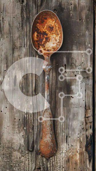 Intra Συλλεκτικό Ξύλινο Παζλ Plywood  4mm - Παλαιό σκουριασμένο κουτάλι σε ξύλινο τοίχο Σε Ξύλινο Κουτί - Διαστάσεις: 10x10 cm – 25 κομμάτια