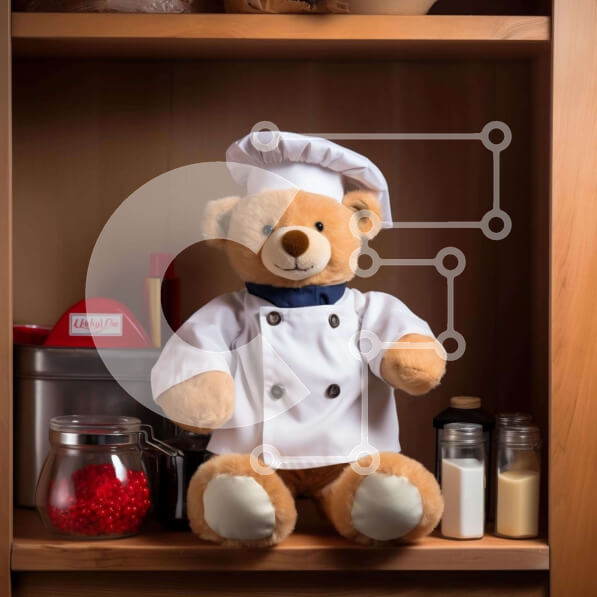 Intra Συλλεκτικό Ξύλινο Παζλ Plywood  4mm - Teddy Bear Chef στο ράφι με είδη μαγειρικής Σε Ξύλινο Κουτί - Διαστάσεις: 10x10 cm – 25 κομμάτια