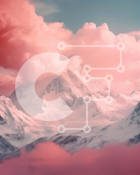 Σετ των 2 Intra Συλλεκτικό Ξύλινο Παζλ Plywood  4mm - Χιονισμένο βουνό με ροζ σύννεφα Σε Ξύλινο Κουτί - Διαστάσεις: 10x10 cm – 25 κομμάτια