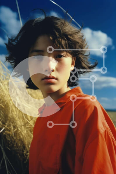 Intra Συλλεκτικό Ξύλινο Παζλ Plywood  4mm - Νεαρό αγόρι που στέκεται μπροστά από το σανό Σε Ξύλινο Κουτί - Διαστάσεις Puzzle: 10x10 cm – 25 κομμάτια