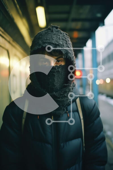 Intra Συλλεκτικό Ξύλινο Παζλ Plywood  4mm - Άνθρωπος στο σιδηροδρομικό σταθμό με κόκκινο φως Σε Ξύλινο Κουτί - Διαστάσεις Puzzle: 10x10 cm – 25 κομμάτια