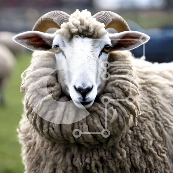 Intra Συλλεκτικό Ξύλινο Παζλ Plywood  4mm - Πρόβατα με μακριά σγουρά κέρατα στο ανοιχτό πεδίο Σε Ξύλινο Κουτί - Διαστάσεις: 10x10 cm – 25 κομμάτια