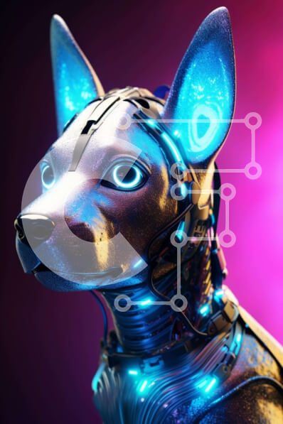 Intra Συλλεκτικό Ξύλινο Παζλ Plywood  4mm - Φουτουριστικό ρομποτικό σκυλί Σε Ξύλινο Κουτί - Διαστάσεις Puzzle: 10x10 cm – 25 κομμάτια