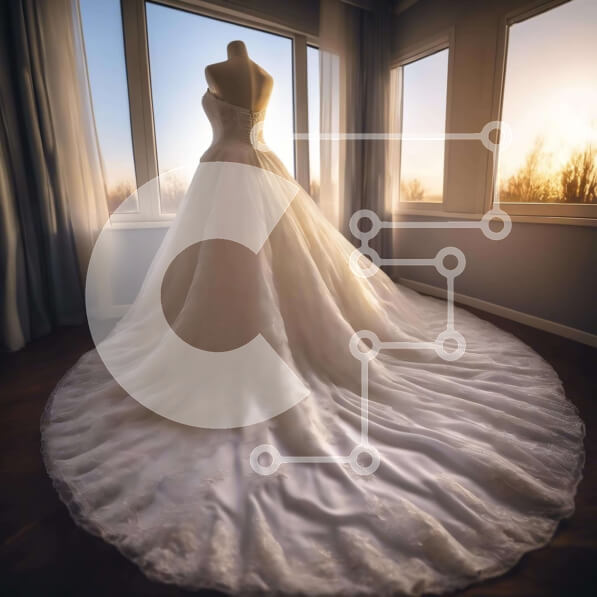 Σετ των 2 Intra Συλλεκτικό Ξύλινο Παζλ Plywood  4mm - Κομψό νυφικό που εμφανίζεται στη βιτρίνα του καταστήματος Σε Ξύλινο Κουτί - Διαστάσεις: 10x10 cm – 25 κομμάτια