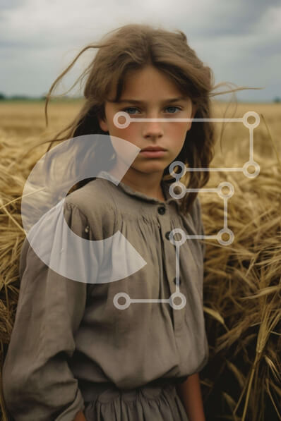 Intra Συλλεκτικό Ξύλινο Παζλ Plywood  4mm - Νεαρό κορίτσι στο χωράφι σίτου Σε Ξύλινο Κουτί - Διαστάσεις Puzzle: 10x10 cm – 25 κομμάτια