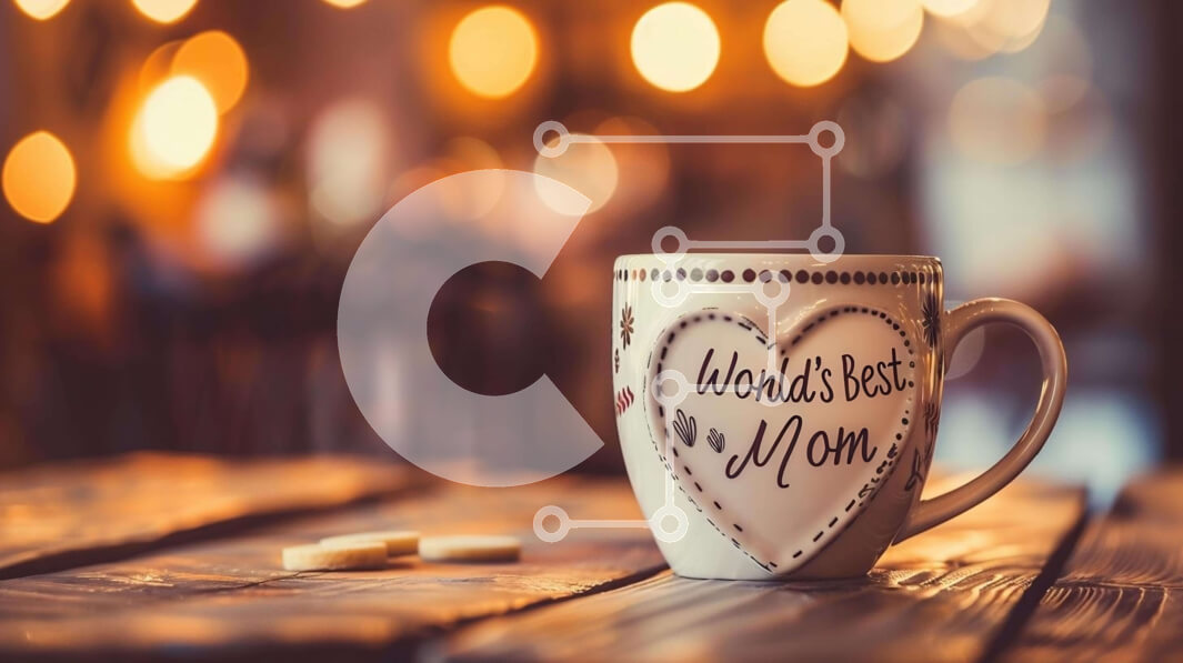 Intra Συλλεκτικό Ξύλινο Παζλ Plywood  4mm - Λευκή κούπα καφέ με την επιγραφή «Η καλύτερη μαμά του κόσμου». Σε Ξύλινο Κουτί - Διαστάσεις Puzzle: 10x10 cm – 25 κομμάτια