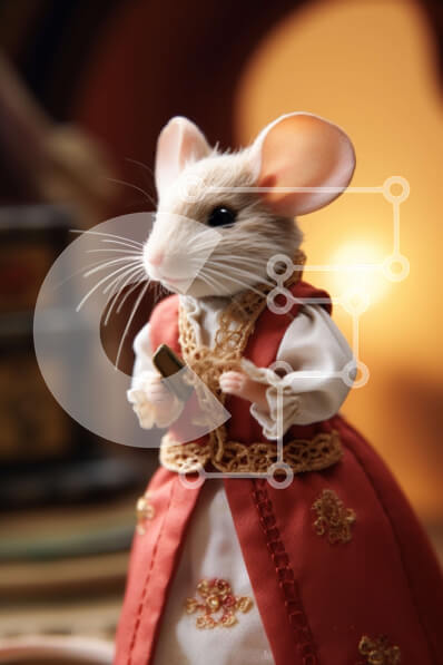 Σετ των 2 Intra Συλλεκτικό Ξύλινο Παζλ Plywood  4mm - Ιδιότροπο ποντίκι με παραδοσιακή ενδυμασία Σε Ξύλινο Κουτί - Διαστάσεις: 10x10 cm – 25 κομμάτια