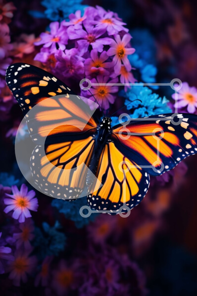 Σετ των 2 Intra Συλλεκτικό Ξύλινο Παζλ Plywood  4mm - Πεταλούδα Monarch στα μωβ λουλούδια Σε Ξύλινο Κουτί - Διαστάσεις: 10x10 cm – 25 κομμάτια