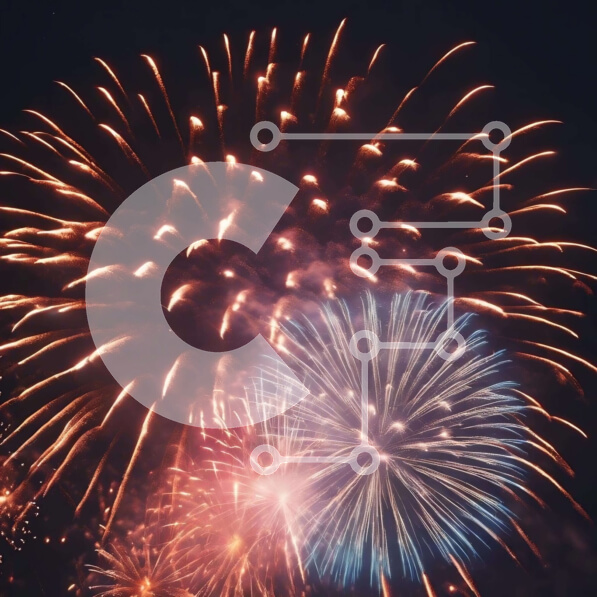 Intra Συλλεκτικό Ξύλινο Παζλ Plywood  4mm - Πολύχρωμη επίδειξη πυροτεχνημάτων στον νυχτερινό ουρανό Σε Ξύλινο Κουτί - Διαστάσεις: 10x10 cm – 25 κομμάτια