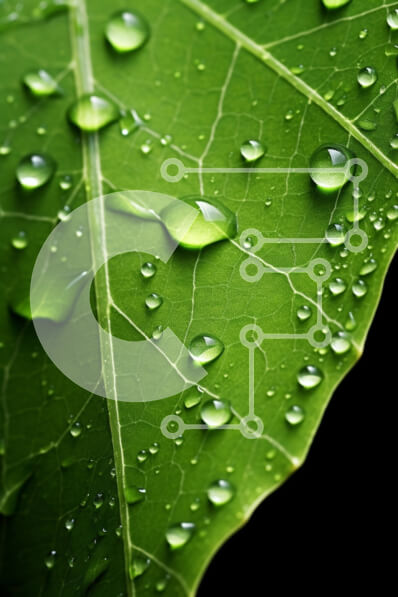 Σετ των 2 Intra Συλλεκτικό Ξύλινο Παζλ Plywood  4mm - Κοντινό πλάνο του πράσινου φύλλου με σταγονίδια νερού Σε Ξύλινο Κουτί - Διαστάσεις: 10x10 cm – 25 κομμάτια