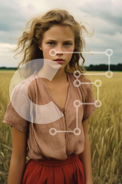 Σετ των 2 Intra Συλλεκτικό Ξύλινο Παζλ Plywood  4mm - Νεαρό κορίτσι στο ανοιχτό πεδίο Σε Ξύλινο Κουτί - Διαστάσεις: 10x10 cm – 25 κομμάτια