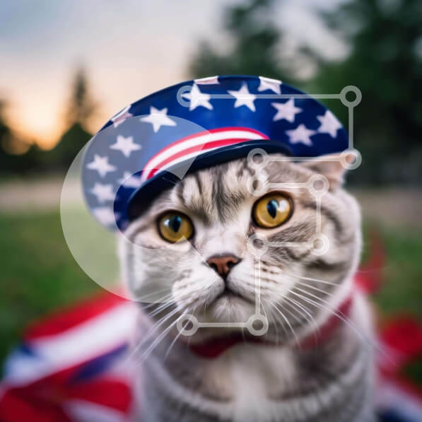 Intra Συλλεκτικό Ξύλινο Παζλ Plywood  4mm - Γάτα με πατριωτικό καπέλο Σε Ξύλινο Κουτί - Διαστάσεις: 10x10 cm – 25 κομμάτια