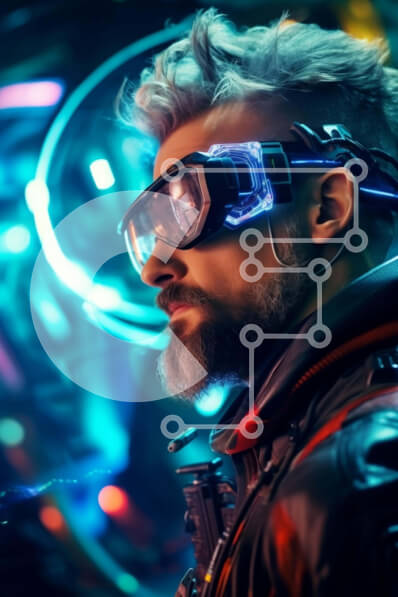 Intra Συλλεκτικό Ξύλινο Παζλ Plywood  4mm - Φουτουριστικός άνθρωπος σε περίτεχνο χώρο Σε Ξύλινο Κουτί - Διαστάσεις Puzzle: 10x10 cm – 25 κομμάτια