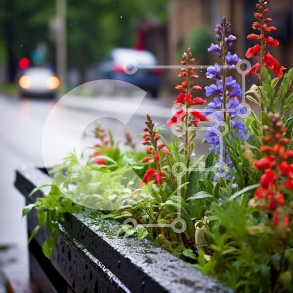 Intra Συλλεκτικό Ξύλινο Παζλ Plywood  4mm - Πολύχρωμα λουλούδια στη βροχή Σε Ξύλινο Κουτί - Διαστάσεις: 10x10 cm – 25 κομμάτια