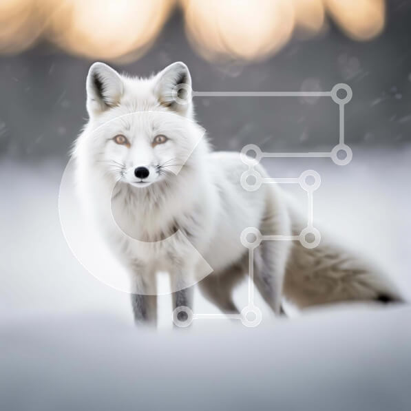 Intra Συλλεκτικό Ξύλινο Παζλ Plywood  4mm - Λευκή αλεπού στο χιονισμένο χειμερινό τοπίο Σε Ξύλινο Κουτί - Διαστάσεις: 10x10 cm – 25 κομμάτια