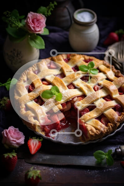 Σετ των 2 Intra Συλλεκτικό Ξύλινο Παζλ Plywood  4mm - Φραουλόπιτα με δικτυωτή κρούστα Σε Ξύλινο Κουτί - Διαστάσεις: 10x10 cm – 25 κομμάτια