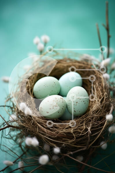 Σετ των 2 Intra Συλλεκτικό Ξύλινο Παζλ Plywood  4mm - Φωλιά πουλιού με μπλε αυγά Σε Ξύλινο Κουτί - Διαστάσεις: 10x10 cm – 25 κομμάτια