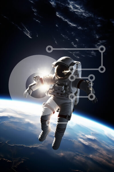 Intra Συλλεκτικό Ξύλινο Παζλ Plywood  4mm - Αστροναύτης με διαστημική στολή που επιπλέει πάνω από τη γη Σε Ξύλινο Κουτί - Διαστάσεις Puzzle: 10x10 cm – 25 κομμάτια