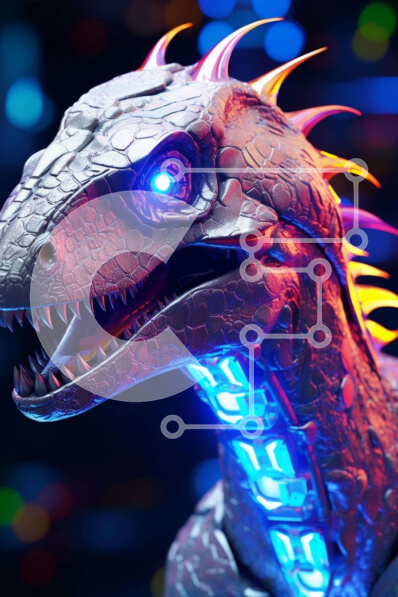 Intra Συλλεκτικό Ξύλινο Παζλ Plywood  4mm - Παιχνίδι δεινόσαυρος με ζωηρά φώτα Σε Ξύλινο Κουτί - Διαστάσεις Puzzle: 10x10 cm – 25 κομμάτια