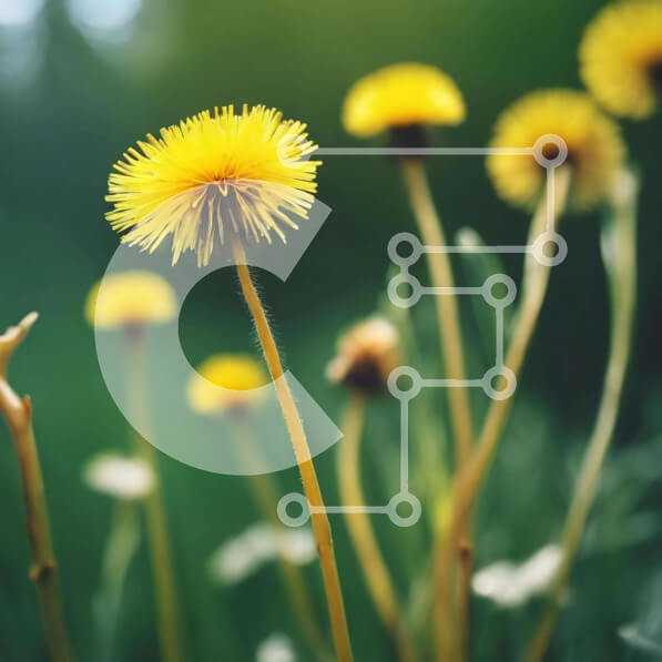 Intra Συλλεκτικό Ξύλινο Παζλ Plywood  4mm - Άποψη από κοντά των κίτρινων πικραλίδων Σε Ξύλινο Κουτί - Διαστάσεις: 10x10 cm – 25 κομμάτια