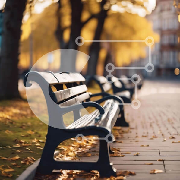 Intra Συλλεκτικό Ξύλινο Παζλ Plywood  4mm - Πάγκοι Urban Park σε Φθινοπωρινό σκηνικό Σε Ξύλινο Κουτί - Διαστάσεις Puzzle: 10x10 cm – 25 κομμάτια