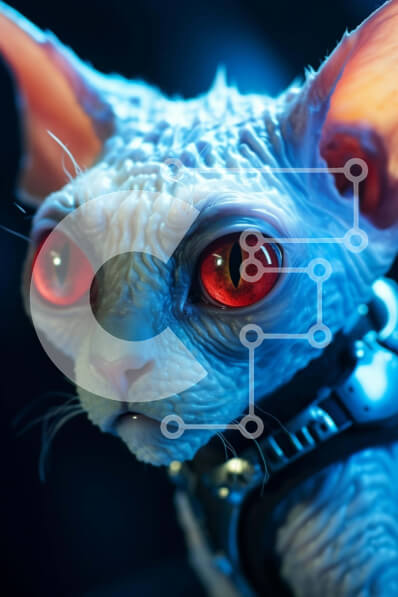 Σετ των 2 Intra Συλλεκτικό Ξύλινο Παζλ Plywood  4mm - Μπλε γάτα με κόκκινα μάτια Σε Ξύλινο Κουτί - Διαστάσεις: 10x10 cm – 25 κομμάτια