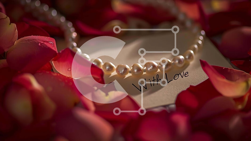 Intra Συλλεκτικό Ξύλινο Παζλ Plywood  4mm - Ρομαντικό κολιέ με πέρλες και ροδοπέταλα Σε Ξύλινο Κουτί - Διαστάσεις Puzzle: 10x10 cm – 25 κομμάτια