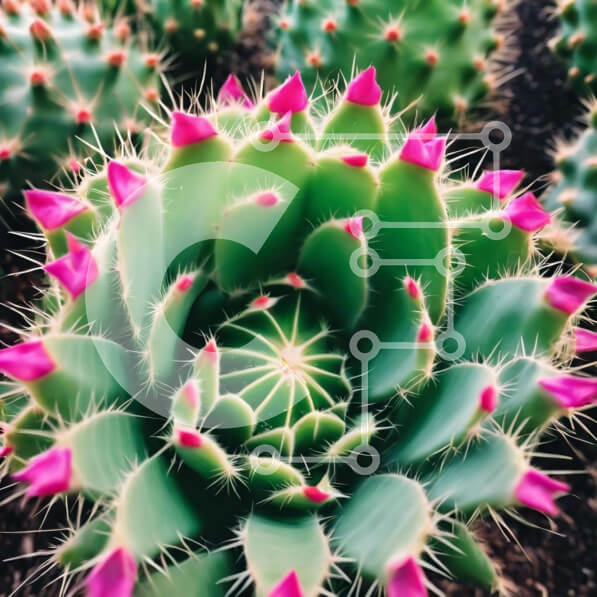 Intra Συλλεκτικό Ξύλινο Παζλ Plywood  4mm - Πράσινα και ροζ φυτά κάκτων στην έρημο Σε Ξύλινο Κουτί - Διαστάσεις: 10x10 cm – 25 κομμάτια