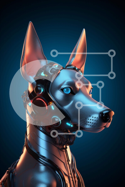 Σετ των 2 Intra Συλλεκτικό Ξύλινο Παζλ Plywood  4mm - Λευκός σκύλος με μπλε μάτια και ηλεκτρονικό κολάρο Σε Ξύλινο Κουτί - Διαστάσεις: 10x10 cm – 25 κομμάτια