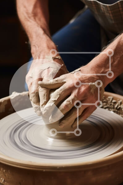 Intra Συλλεκτικό Ξύλινο Παζλ Plywood  4mm - Πότερ που εργάζεται στον τροχό αγγειοπλαστικής Σε Ξύλινο Κουτί - Διαστάσεις Puzzle: 10x10 cm – 25 κομμάτια