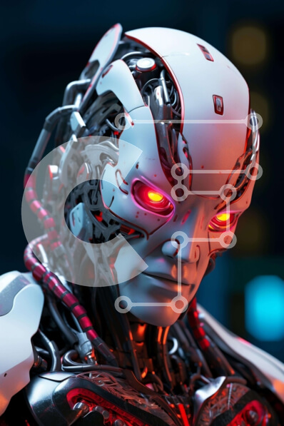 Intra Συλλεκτικό Ξύλινο Παζλ Plywood  4mm - Ρομπότ με κόκκινα μάτια και άτομο με προστατευτικό εξοπλισμό Σε Ξύλινο Κουτί - Διαστάσεις Puzzle: 10x10 cm – 25 κομμάτια