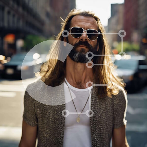 Intra Συλλεκτικό Ξύλινο Παζλ Plywood  4mm - Άνδρας με μακριά μαλλιά στην Urban City Street Σε Ξύλινο Κουτί - Διαστάσεις Puzzle: 10x10 cm – 25 κομμάτια