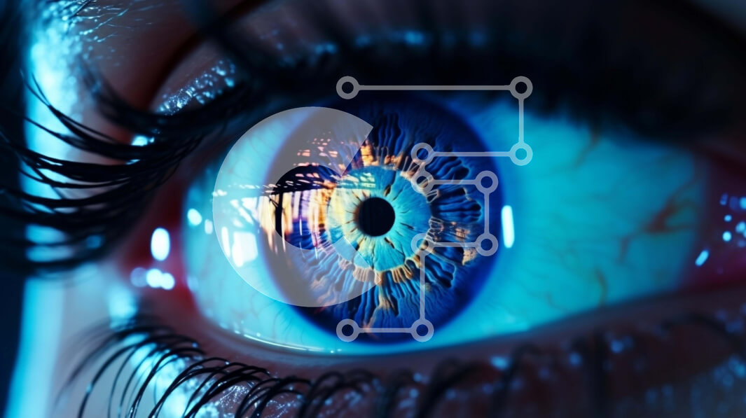 Intra Συλλεκτικό Ξύλινο Παζλ Plywood  4mm - Κοντινό πλάνο του μπλε ματιού μιας γυναίκας Σε Ξύλινο Κουτί - Διαστάσεις Puzzle: 10x10 cm – 25 κομμάτια