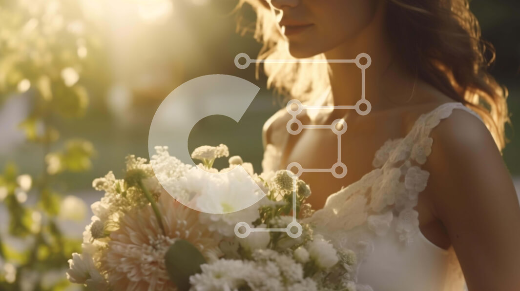 Intra Συλλεκτικό Ξύλινο Παζλ Plywood  4mm - Όμορφη νύφη με λευκό λουλούδι μπουκέτο σε εξωτερικούς χώρους Σε Ξύλινο Κουτί - Διαστάσεις Puzzle: 10x10 cm – 25 κομμάτια