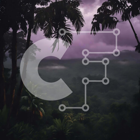 Intra Συλλεκτικό Ξύλινο Παζλ Plywood  4mm - Καταπράσινο δάσος με πορφυρό ουρανό Σε Ξύλινο Κουτί - Διαστάσεις: 10x10 cm – 25 κομμάτια