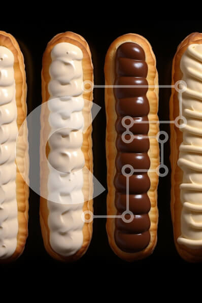 Σετ των 2 Intra Συλλεκτικό Ξύλινο Παζλ Plywood  4mm - Διάφορα αρτοσκευάσματα και ντόνατς σε μαύρο φόντο Σε Ξύλινο Κουτί - Διαστάσεις: 10x10 cm – 25 κομμάτια