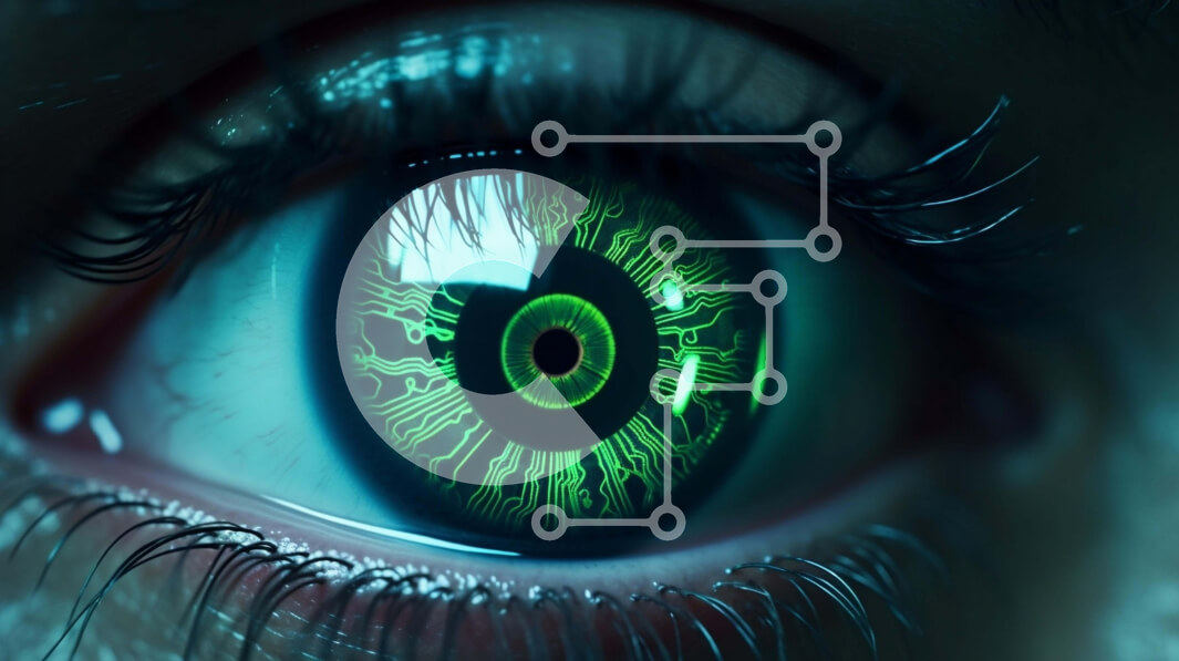 Intra Συλλεκτικό Ξύλινο Παζλ Plywood  4mm - Πράσινο και λαμπερό μάτι με μοτίβο που δημιουργείται από υπολογιστή Σε Ξύλινο Κουτί - Διαστάσεις Puzzle: 10x10 cm – 25 κομμάτια