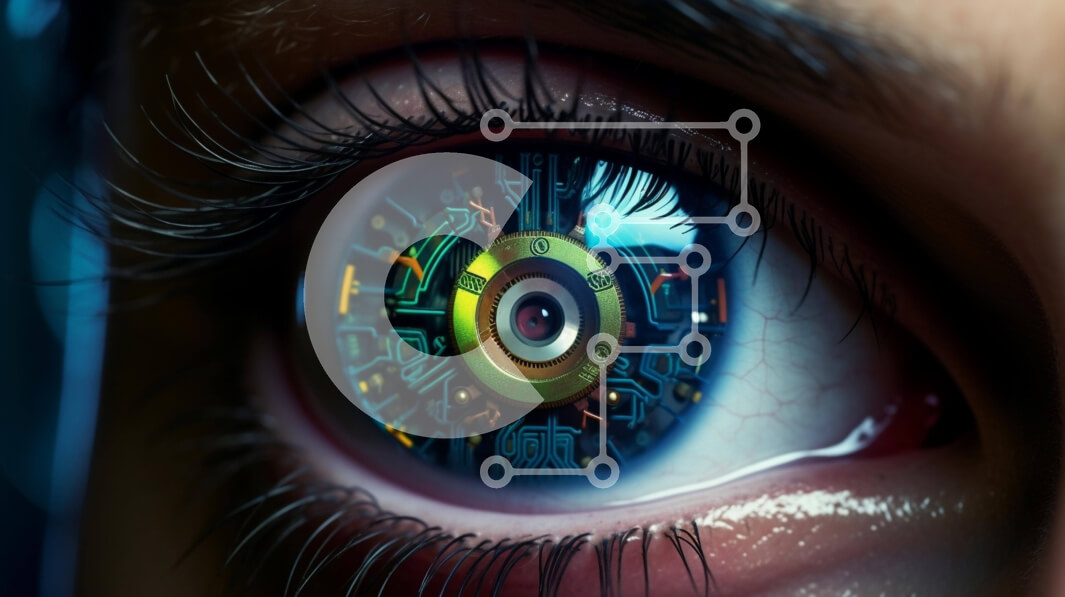 Intra Συλλεκτικό Ξύλινο Παζλ Plywood  4mm - Φουτουριστικό Γυναικείο Μάτι με φώτα LED και τσιπ υπολογιστή Σε Ξύλινο Κουτί - Διαστάσεις Puzzle: 10x10 cm – 25 κομμάτια