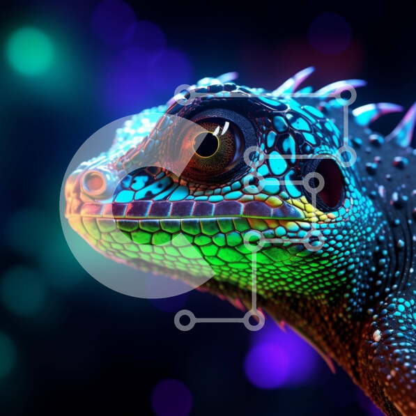 Intra Συλλεκτικό Ξύλινο Παζλ Plywood  4mm - Πολύχρωμη σαύρα με φωτεινά χρώματα και φώτα Σε Ξύλινο Κουτί - Διαστάσεις: 10x10 cm – 25 κομμάτια